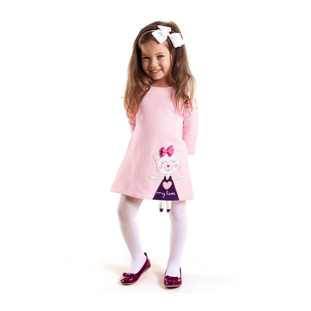 Denokids Yaramaz Kedi Pembe Kalın Kız Çocuk Elbise 2 YAŞ Beden Elbise Fiyatı