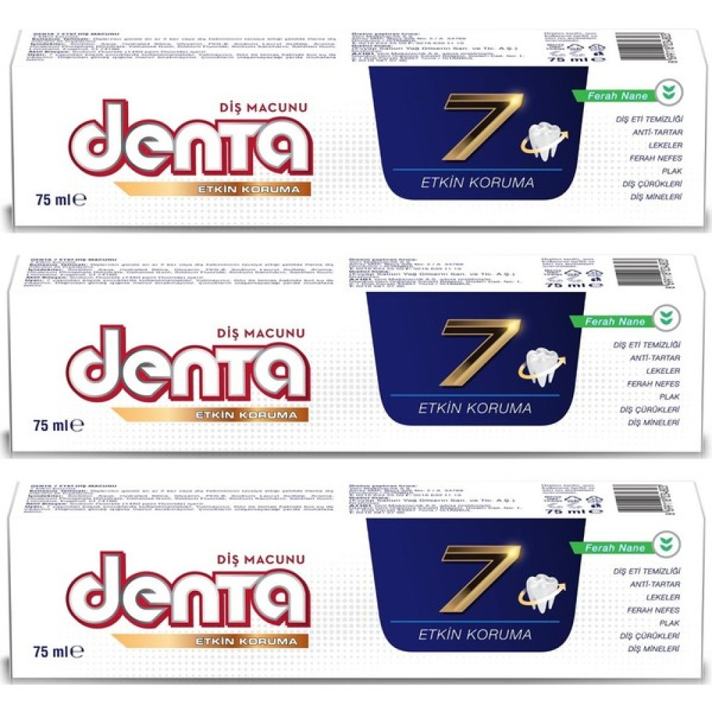 Denta Etkin Koruma Diş macunu 3x75 ml Diş Macunları Fiyatı