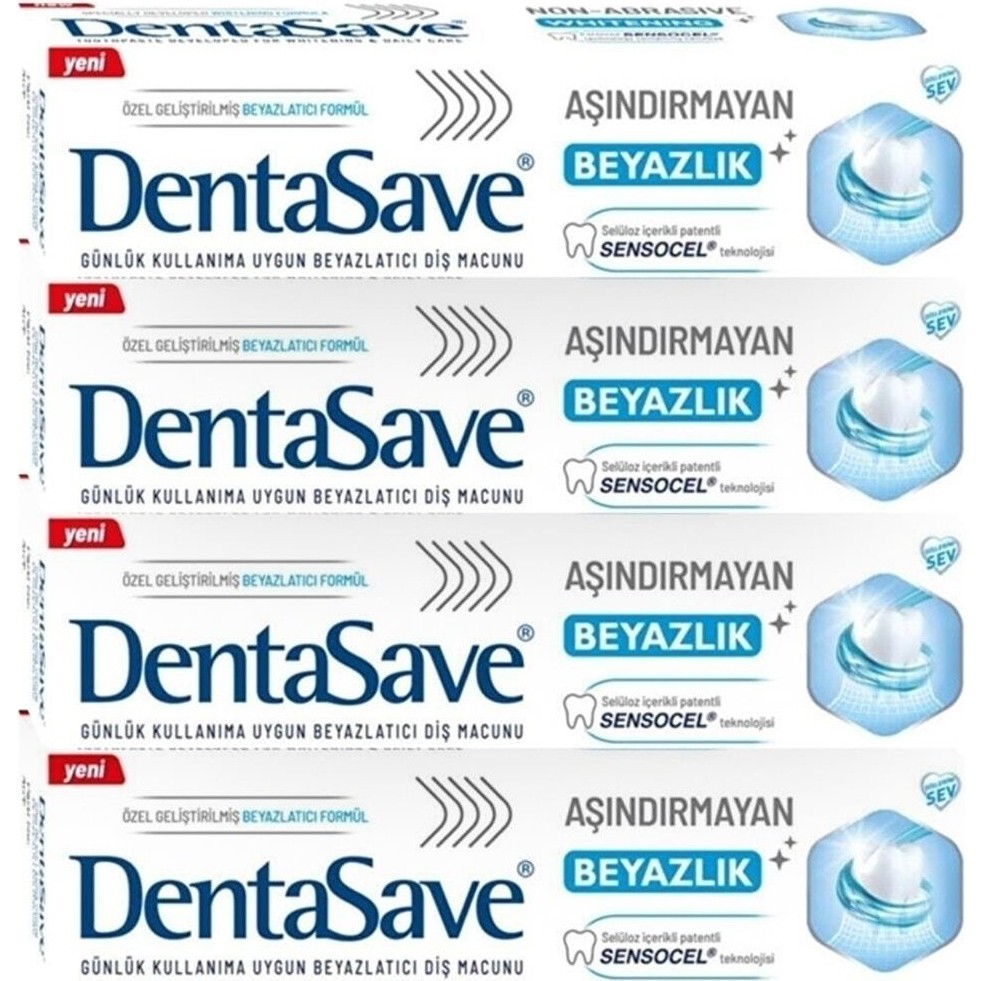 DentaSave Aşındırmayan Beyazlık Diş Macunu 75 ml x4 Günlük Kullanıma Uygun Beyazlatıcı Formül Diş Macunları Fiyatı