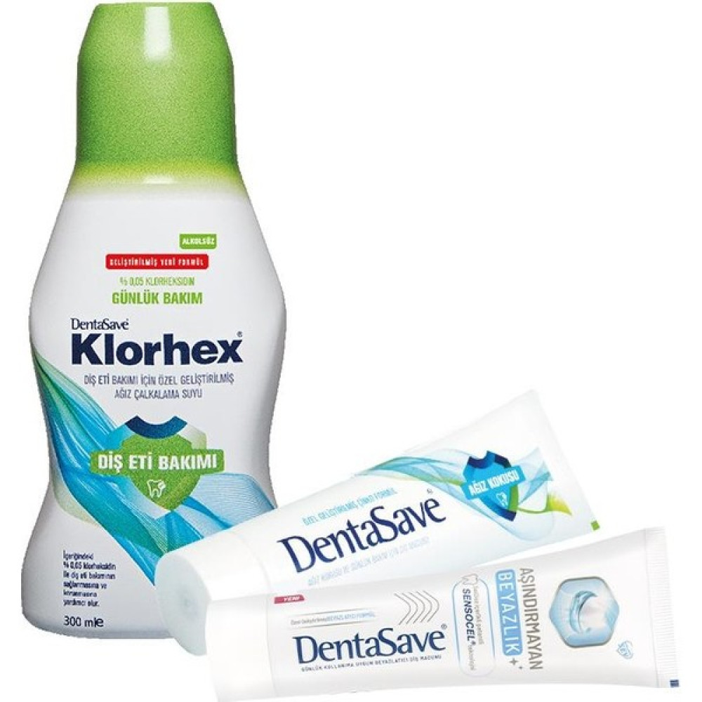 Dentasave Klorhex Günlük Bakım Ağız Çalkalama Suyu 300 Ml, Diş Macunu Çinko ve Aşındırmayan Beyazlık 75 ml Ağız Gargara ve Spreyi Fiyatı