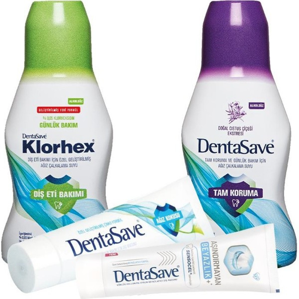 Dentasave Klorhex Günlük Bakım ve Tam Koruma Ağız Çalkalama Suyu 300 Ml, Diş Macunu Çinko ve Aşındırmayan Beyazlık 75 ml Ağız Gargara ve Spreyi Fiyatı