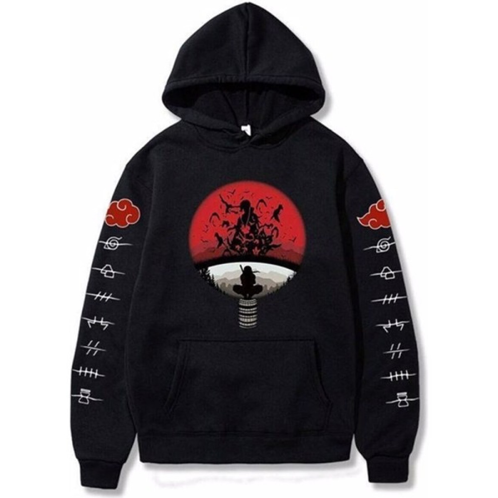 Deocept Naruto Anime Kolları Baskılı Unisex Oversize Kapüşonlu Sweatshirt Bayan Sweatshirt Fiyatı