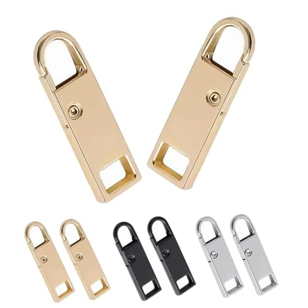 Deoward Zipper Pull Replacement Metal Zipper Handle Mend Fixer Zipper Tab Repair for Luggage, Backpacks, Suitcases, Jackets, Purses, Handbags (6 PCS)