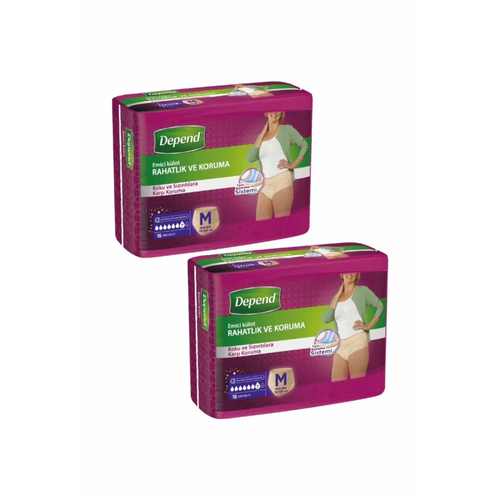 Depend Emici Külot 16lı Orta Boy Kadın 2li Paket Hasta Bezleri ve Temizliği Fiyatı