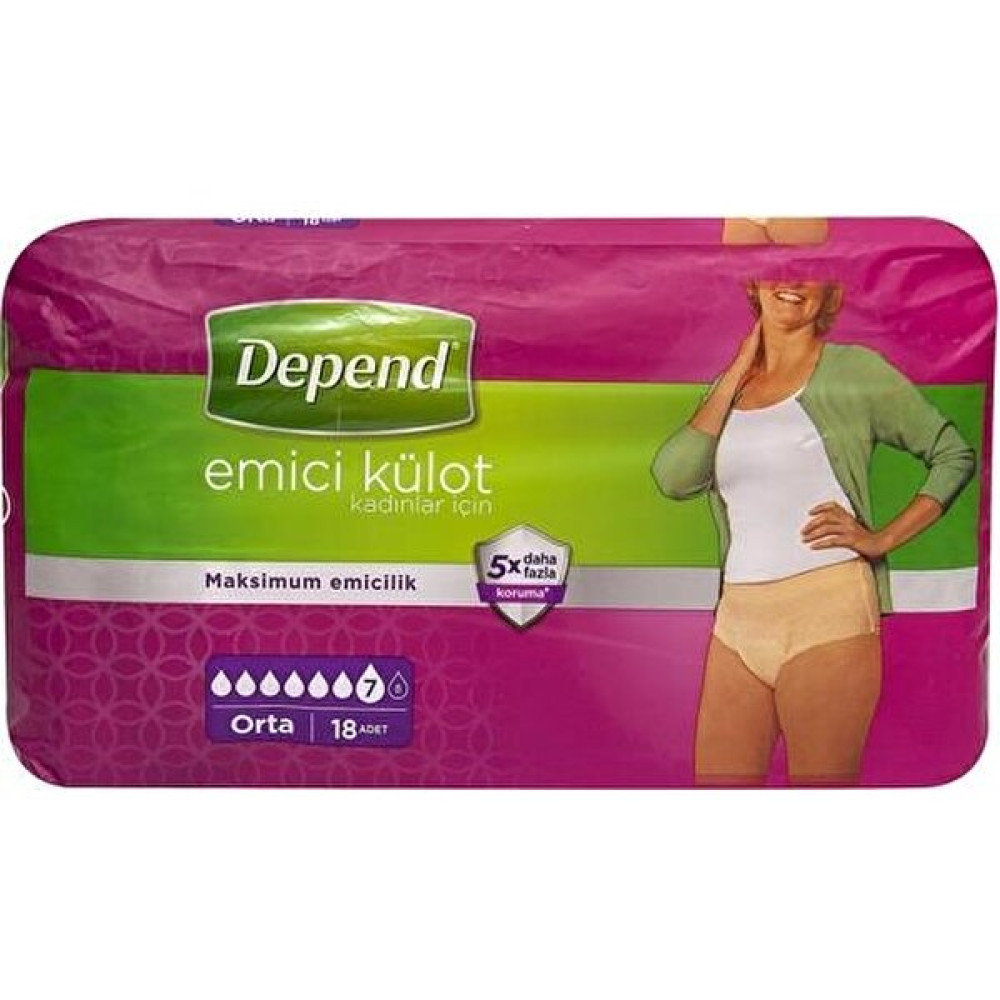 Depend Emici Külot Kadın Medium ( Orta Boy ) 18 Li - M - Beyaz Hasta Bezleri ve Temizliği Fiyatı