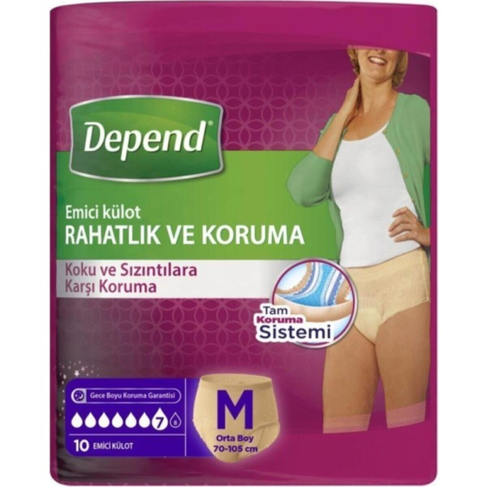 Depend Emici Külot Kadın Orta 10LU - M - Beyaz Hasta Bezleri ve Temizliği Fiyatı