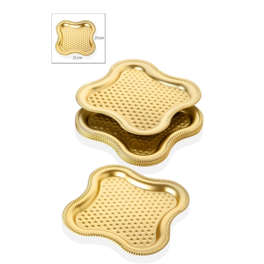 Depo 6 Adet Gold Kahve Sunumluk Tepsi (plastik) Kare Model Kahve Tepsisi Tepsiler / Fırın Kapları Fiyatı