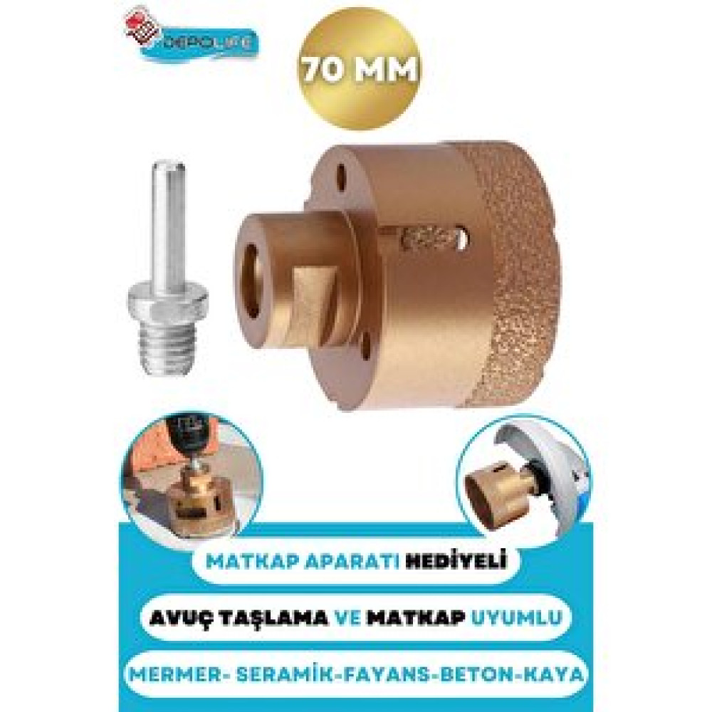 Depolife 70 Mm Granit Mermer Seramik Fayans Beton Taş Delme Panç Spiral Avuç Taşlama Matkap Uyumlu M14 Aparat Matkaplar Fiyatı