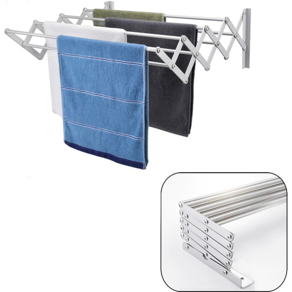 Depolife Çamaşır Balkon Kurutma Askısı Akordiyon Elbise Kurutmalık 85CM-9 Çubuk Alüminyum Duvar Montajlı Banyo Askılık Fiyatı