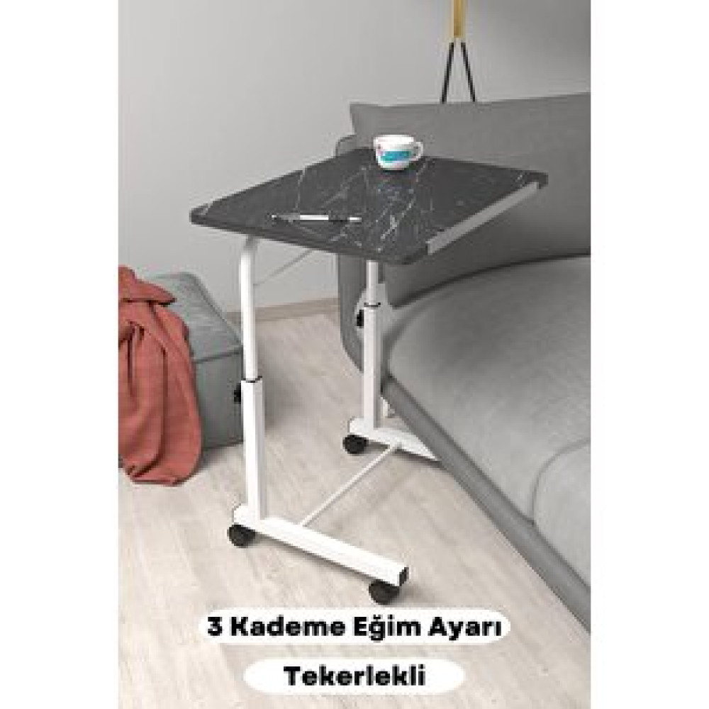 Depolife Eğim Yükseklik Ayarlı Laptop Sehpası Kahvaltı Ders Çalışma Bilgisayar Masası Metal Ayak Tekerlekli Bilgisayar Masası Fiyatı