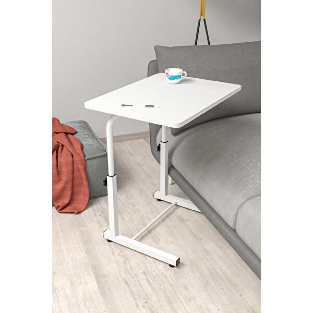 Depolife Eğim Yükseklik Ayarlı Laptop Sehpası Kahvaltı Ders Çalışma Bilgisayar Ofis Yemek Masası Metal Ayak - 60 x 45 cm - Beyaz Çalışma Masası Fiyatı