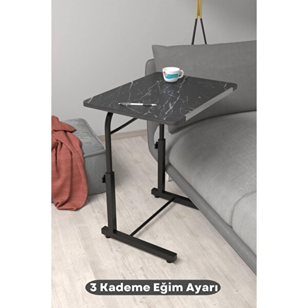 Depolife Eğim Yükseklik Ayarlı Laptop Sehpası Kahvaltı Ders Çalışma Bilgisayar Ofis Yemek Masası Metal Ayak - 60 x 45 cm - Kahverengi Çalışma Masası Fiyatı