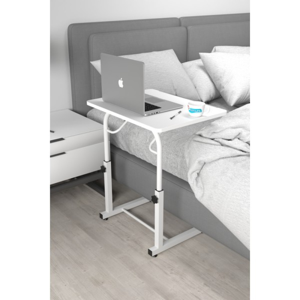 Depolife Eğim Yükseklik Ayarlı Laptop Sehpası Kahvaltı Ders Çalışma Bilgisayar Ofis Yemek Masası Metal Ayak - 60x45cm - Beyaz Çalışma Masası Fiyatı