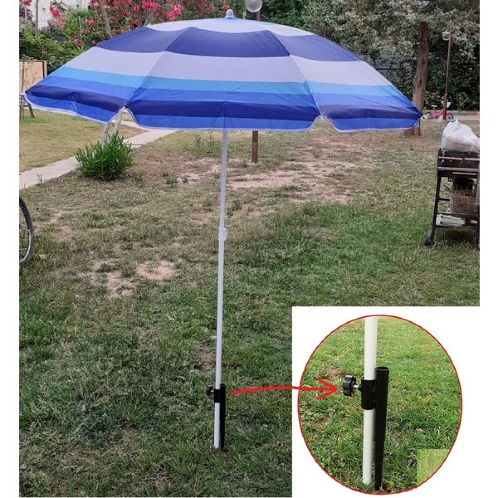Depolife Plaj Deniz Bahçe Balkon Piknik Kamp Şemsiyesi Sabitleme Kazıklı Mavi Beyaz 180CM Bahçe Şemsiyesi Fiyatı