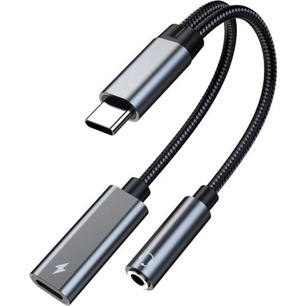 Deppo Trend iPhone 15 Pro 15 Plus 15 Pro Max Samsung Xiaomi Uyumlu Type-C Kulaklık Çevirici Şarj Dönüştürücü Bluetooth Gerektirmez Örgü Kablo - Gri Bilgisayar Çevirici ve Adaptörü Fiyatı