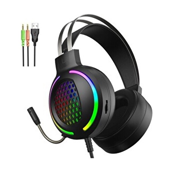 Deppo Trend Kulaküstü Oyuncu Kulaklık Rgb LED Işıklı Gaming Ayarlanabilir USB 3.5mm Jack Mikrofonlu Pc/ps/x-Box - Siyah Evcil Hayvan Ürünleri Fiyatı