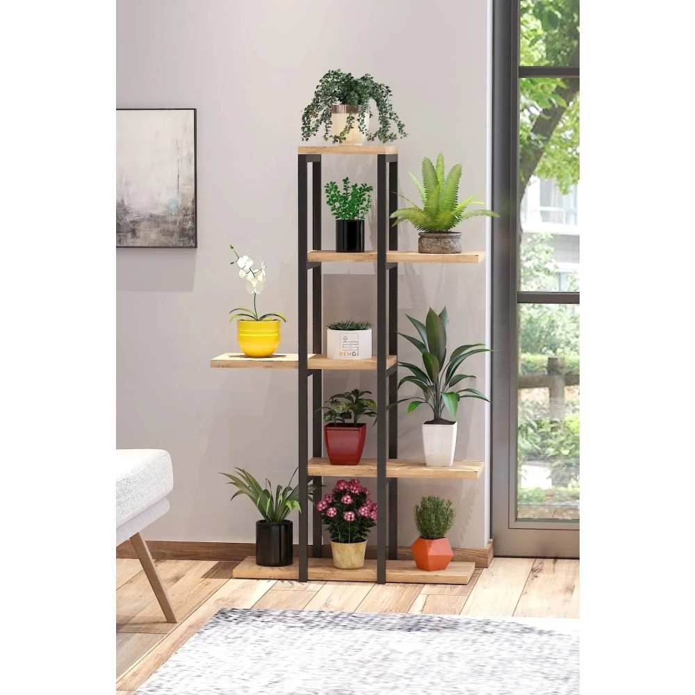 DeppoCenter Modern Tasarımlı 5 Raflı Saksılık Metal Çiçek Rafı Dekoratif Çiçeklik Saksı Standı - Atlantik Çam Bahçe Mobilyası Fiyatı