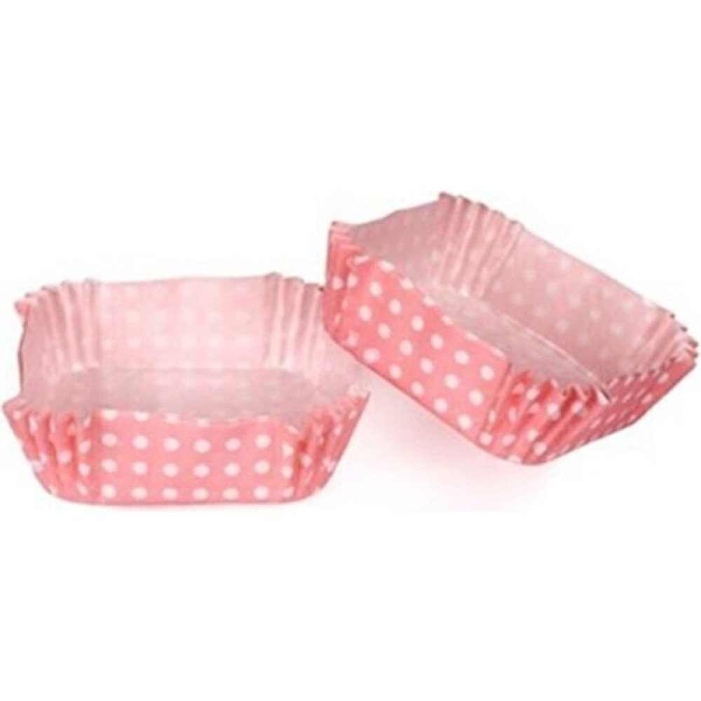 Depposite Pet Kapsül 80*80 mm Kağıt Cupcake Kağıdı Kare - 100 Adet Puantiyeli Pembe Kek Kalıpları Fiyatı