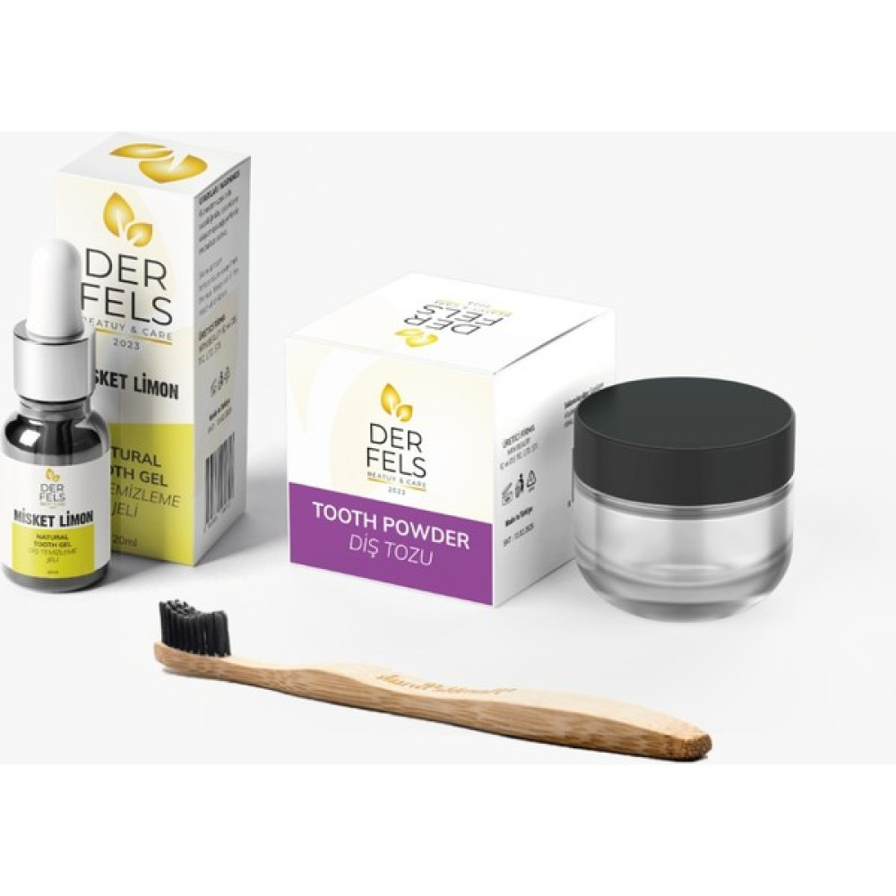 Der Fels Diş Beyazlatma Temizleme Seti Misket Limon Aromalı Jel 20 ml + Diş Temizleme Tozu 50 gr +Bambu Fırça Diş Beyazlatıcılar Fiyatı
