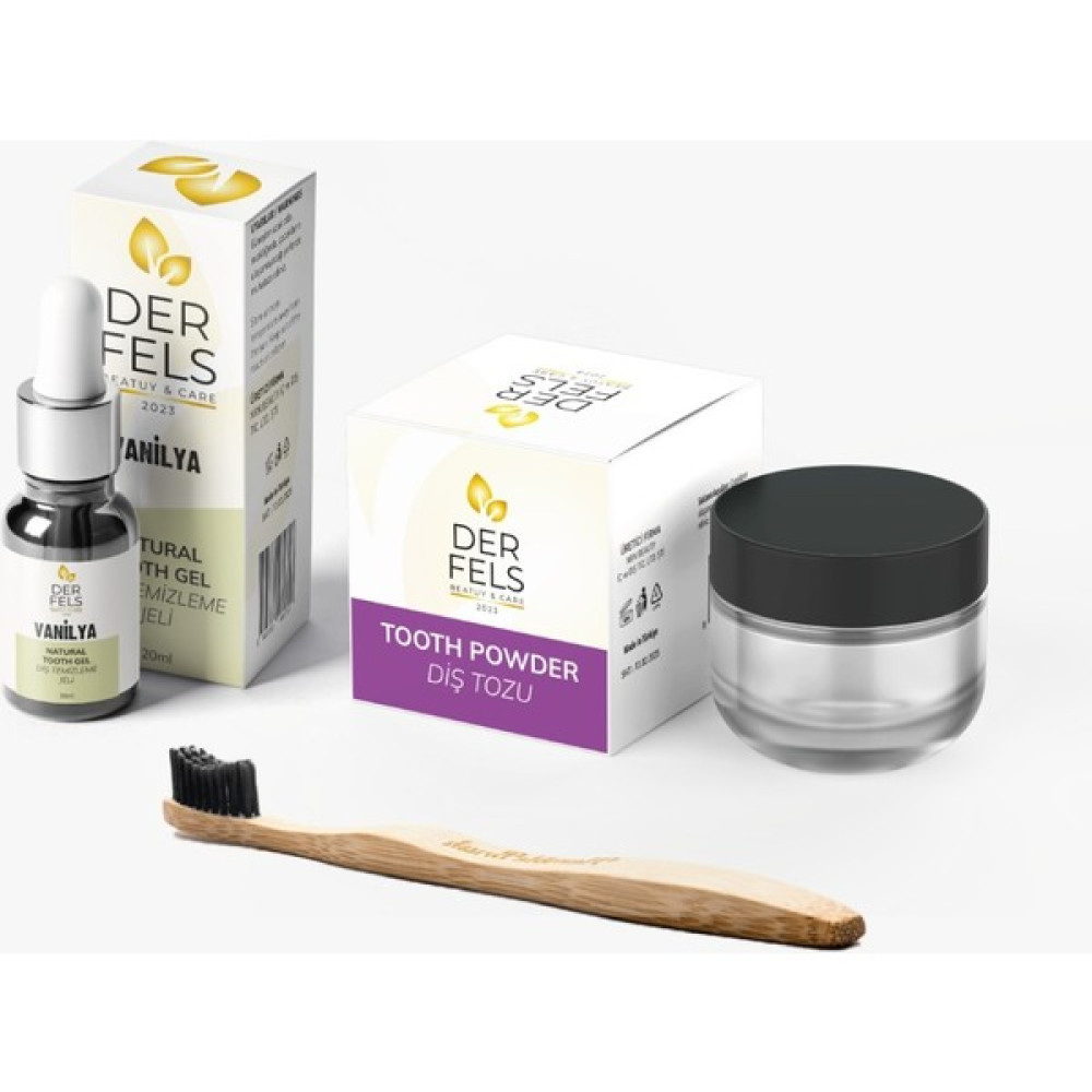 Der Fels Diş Beyazlatma ve Temizleme Seti Vanilya Aromalı Jel 20 ml + Diş Temizleme Tozu 50 gr + Bambu Fırça Diş Beyazlatıcılar Fiyatı
