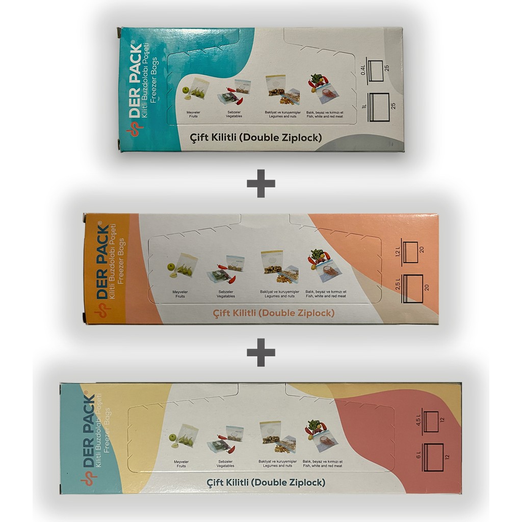 Der Pack Çift Kilitli Buzdolabı Poşeti 3'lü Set Diğer Fiyatı