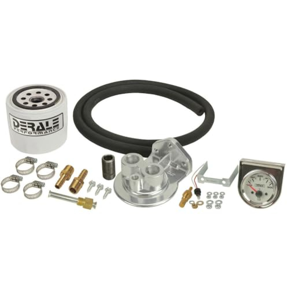 Derale 13091 single mount 3/8" NPT ports up remote transmission filter kit