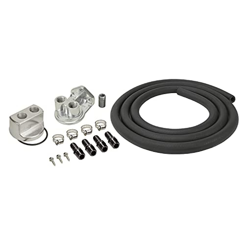 Derale Remote Oil Filter, Single Filter, 3/4-16 in Thread Adapter, 10 ft Hose, 3/4-16 in Thread Housing, Fittings/Hardware, Universal, Kit