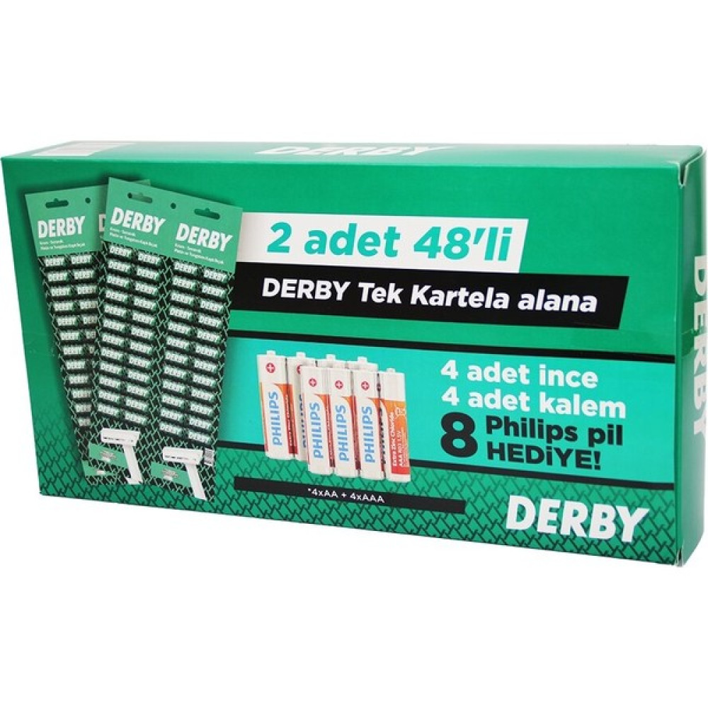 Derby Tek Bıçak Kartelalı Jilet 96 Parça 4 Kalem 4 Ince Pil Hediyeli (4738) Oto Boyaları Fiyatı