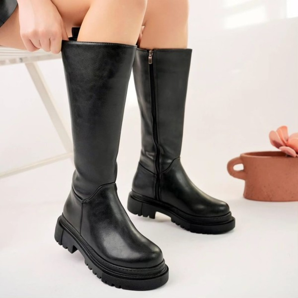 Dereli Shoes Kadın Cilt Siyah Fermuarlı Çizme Kadın Çizmeleri Fiyatı