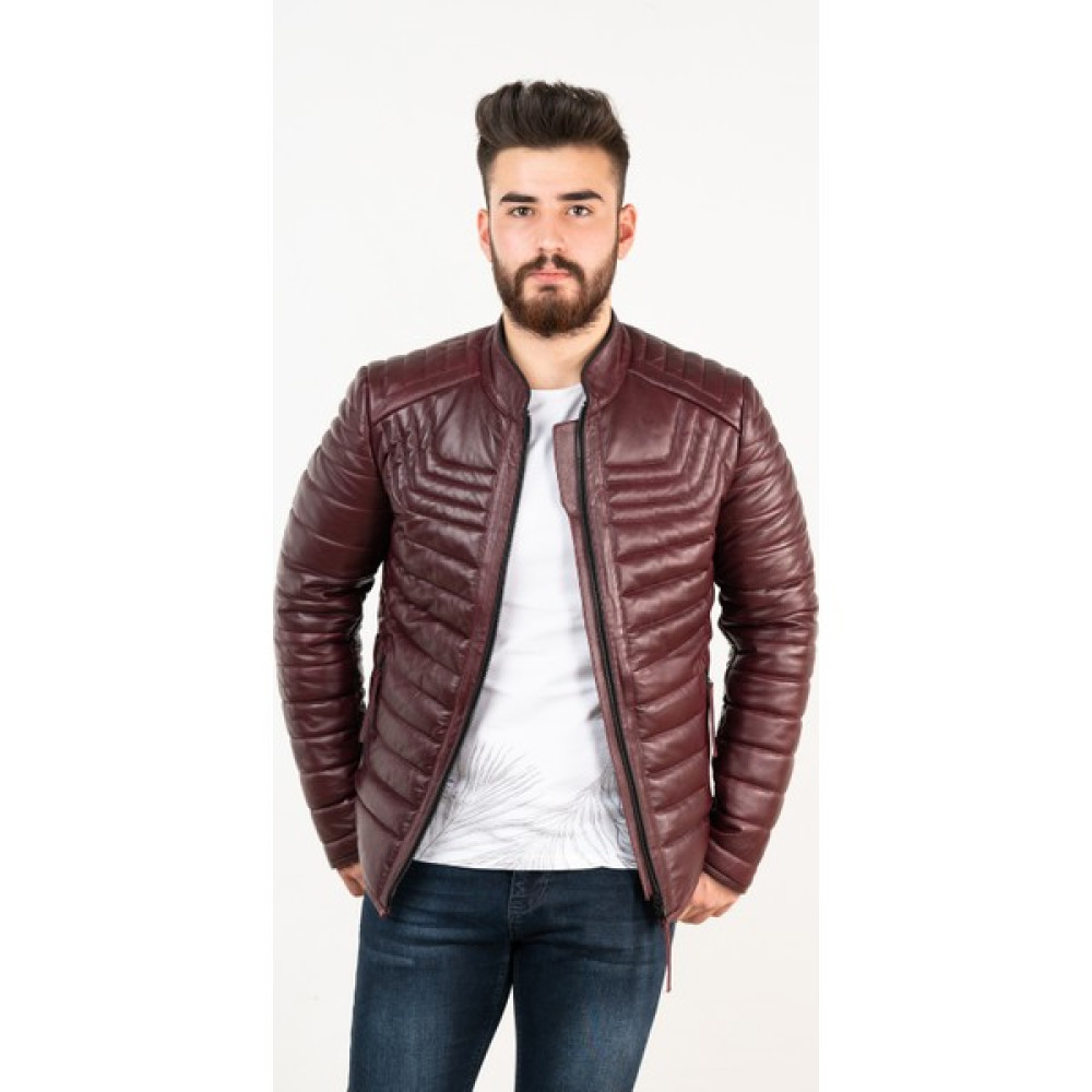 Deri Effect Bordo Erkek Deri Ceket Erkek Ceket Fiyatı