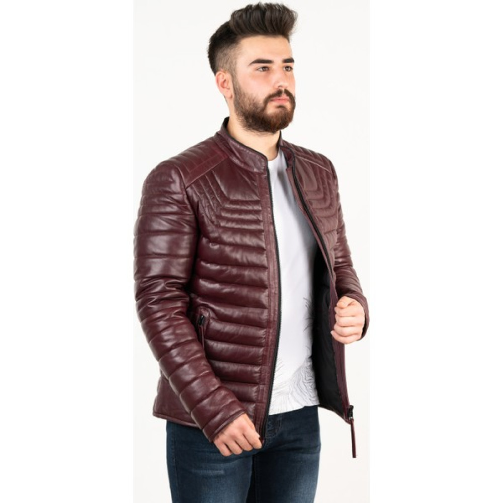 Deri Effect Bordo Erkek Deri Mont Erkek Ceket Fiyatı