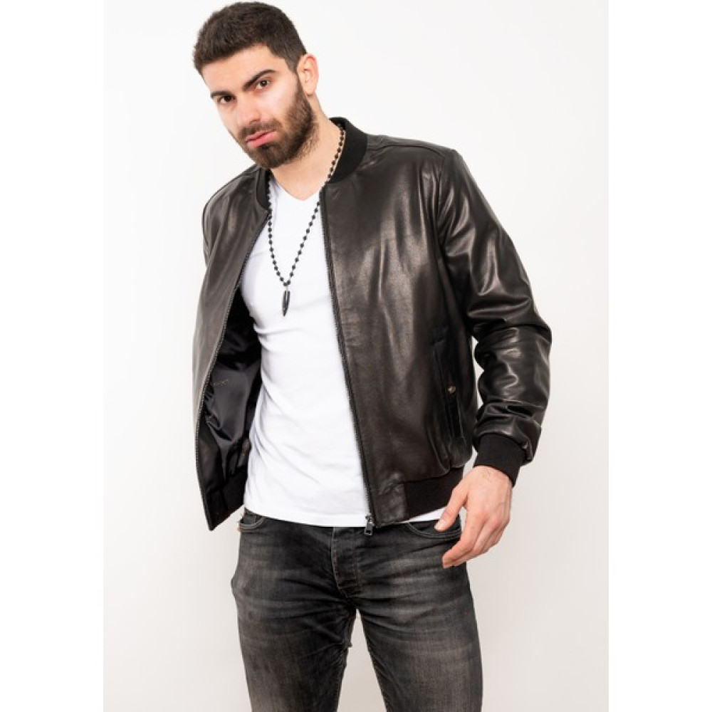 Deri Effect Erkek Siyah Hakiki Deri Basic Bomber Ceket Erkek Ceket Fiyatı