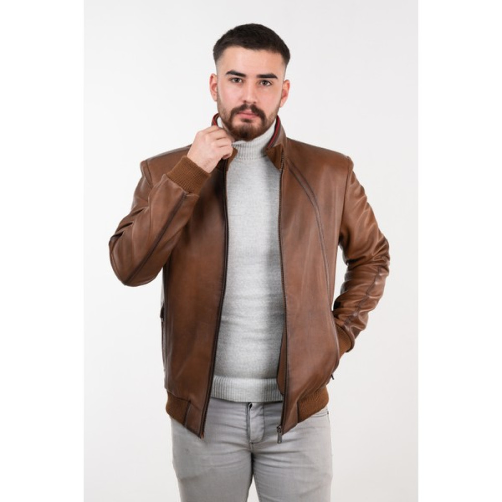 Deri Effect Kahverengi Erkek Deri Ceket Erkek Ceket Fiyatı