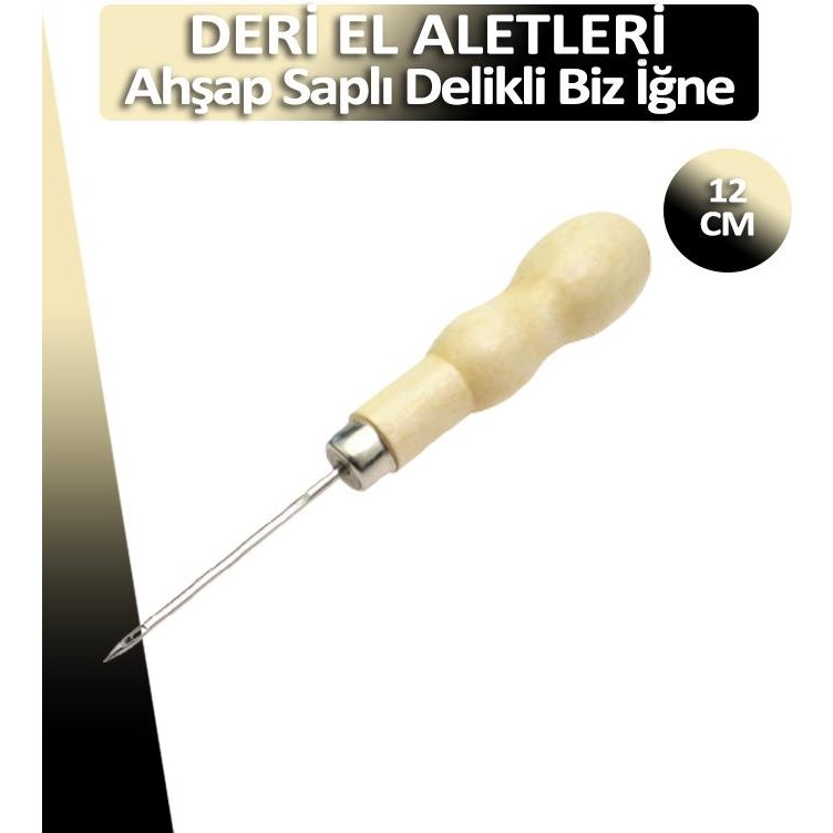 Deri El Aletleri Ahşap Saplı Delikli Biz İğne 12 cm Rahat Dikiş İçin Uygun Diğer Fiyatı
