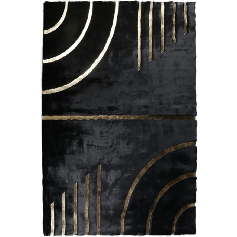 Dericibey Gold Varaklı Siyah Peluş Halı 80 x 150 cm Mobilya & Dekorasyon Fiyatı