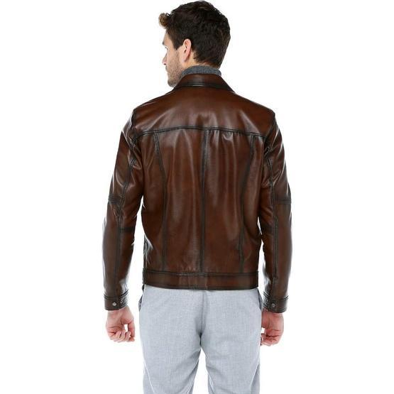 Dericlub E-1066 Camel Antik Deri Erkek Mont
