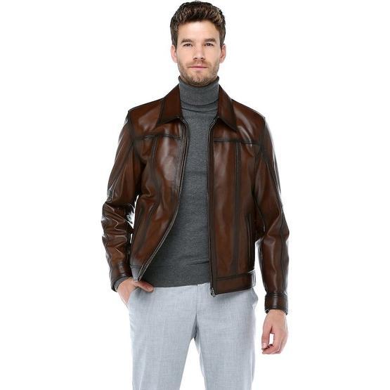 Dericlub E-1066 Camel Antik Deri Erkek Mont