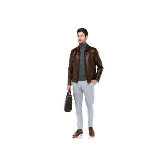 Dericlub E-1066 Camel Antik Deri Erkek Mont