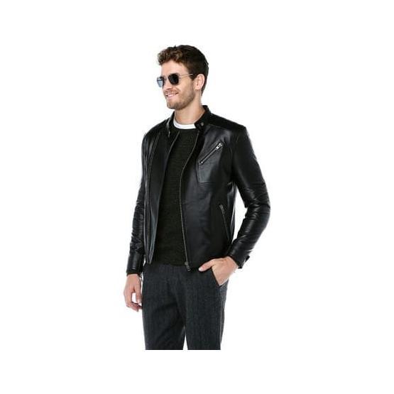 Dericlub E-1087 Siyah Erkek Deri Mont