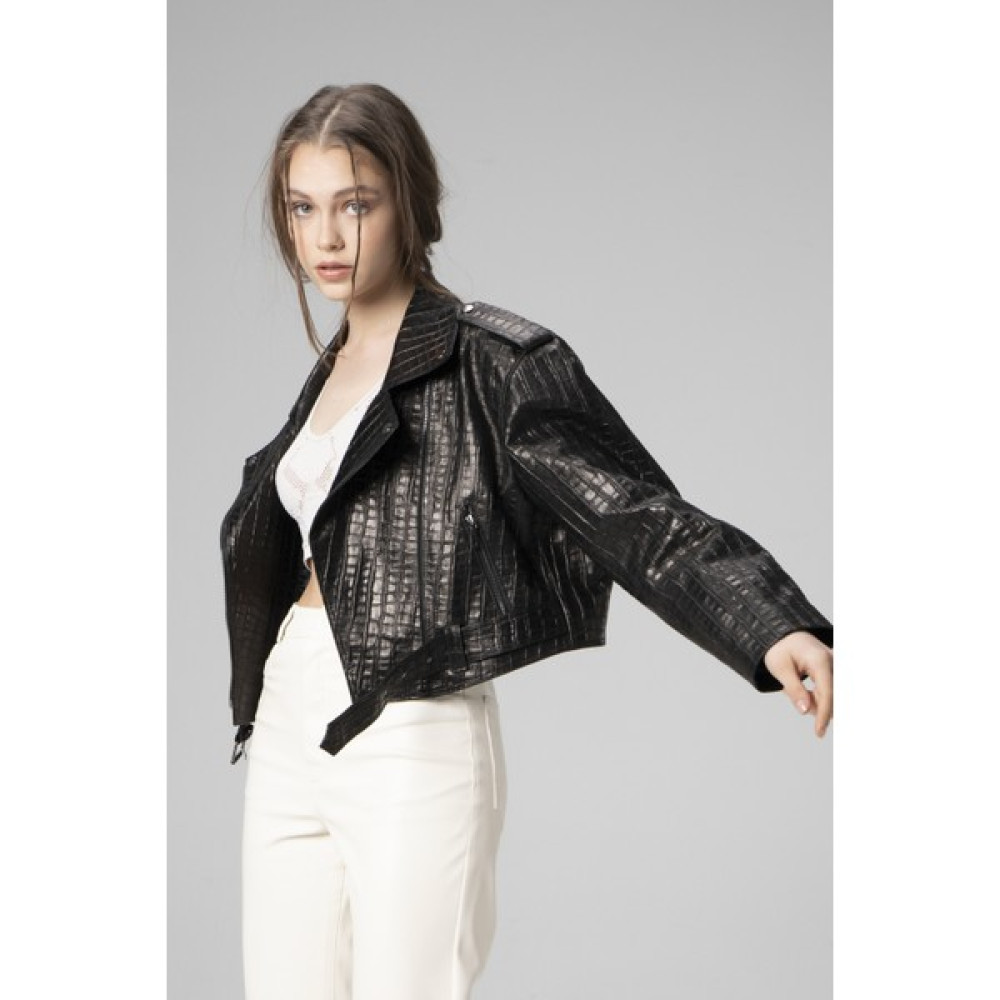 Dericlub H.quınn Crop Biker Kadın Deri Mont Bayan Mont Fiyatı