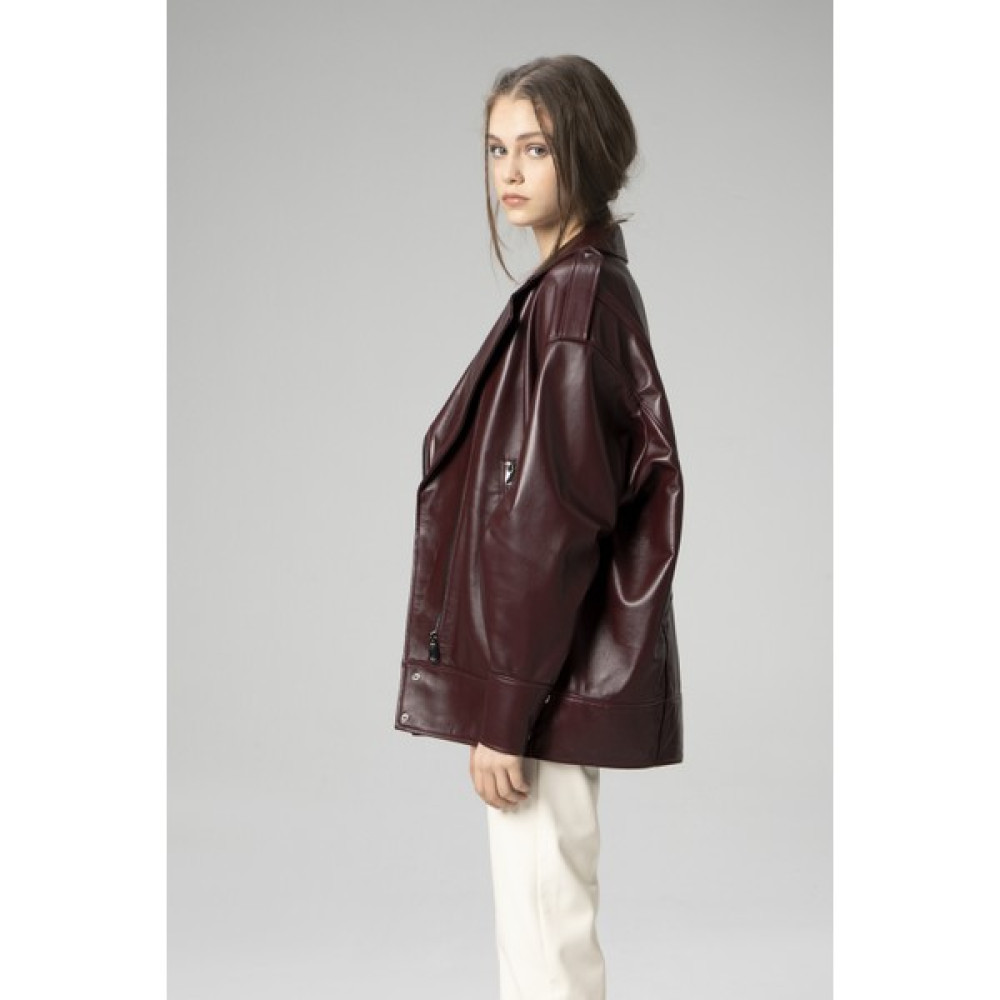 Dericlub WM019 Oversize Biker Deri Kadın Mont Bayan Mont Fiyatı