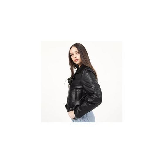 Dericlub YB-2043 Lacivert Deri Kadın Mont