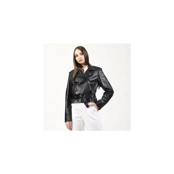 Dericlub YB-2043 Lacivert Deri Kadın Mont