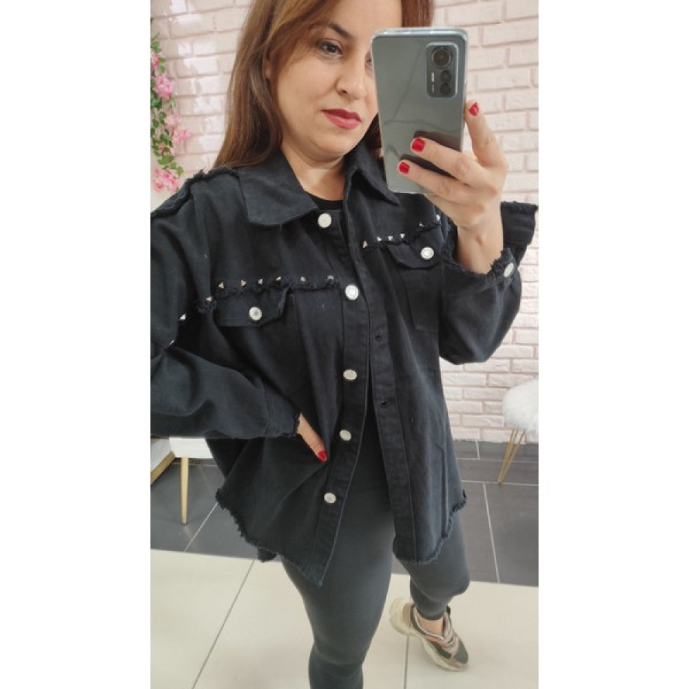 Derin Boutique Kadın Gabardin Pamuklu Zımba Detaylı Metal Düğmeli Mevsimlik Kot Ceket Gömlek Bayan Ceket Fiyatı