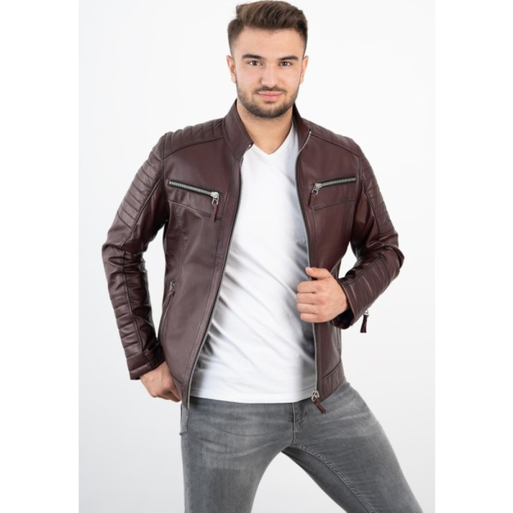 Derinss DER109 Deri Erkek Bordo Mont Erkek Ceket Fiyatı