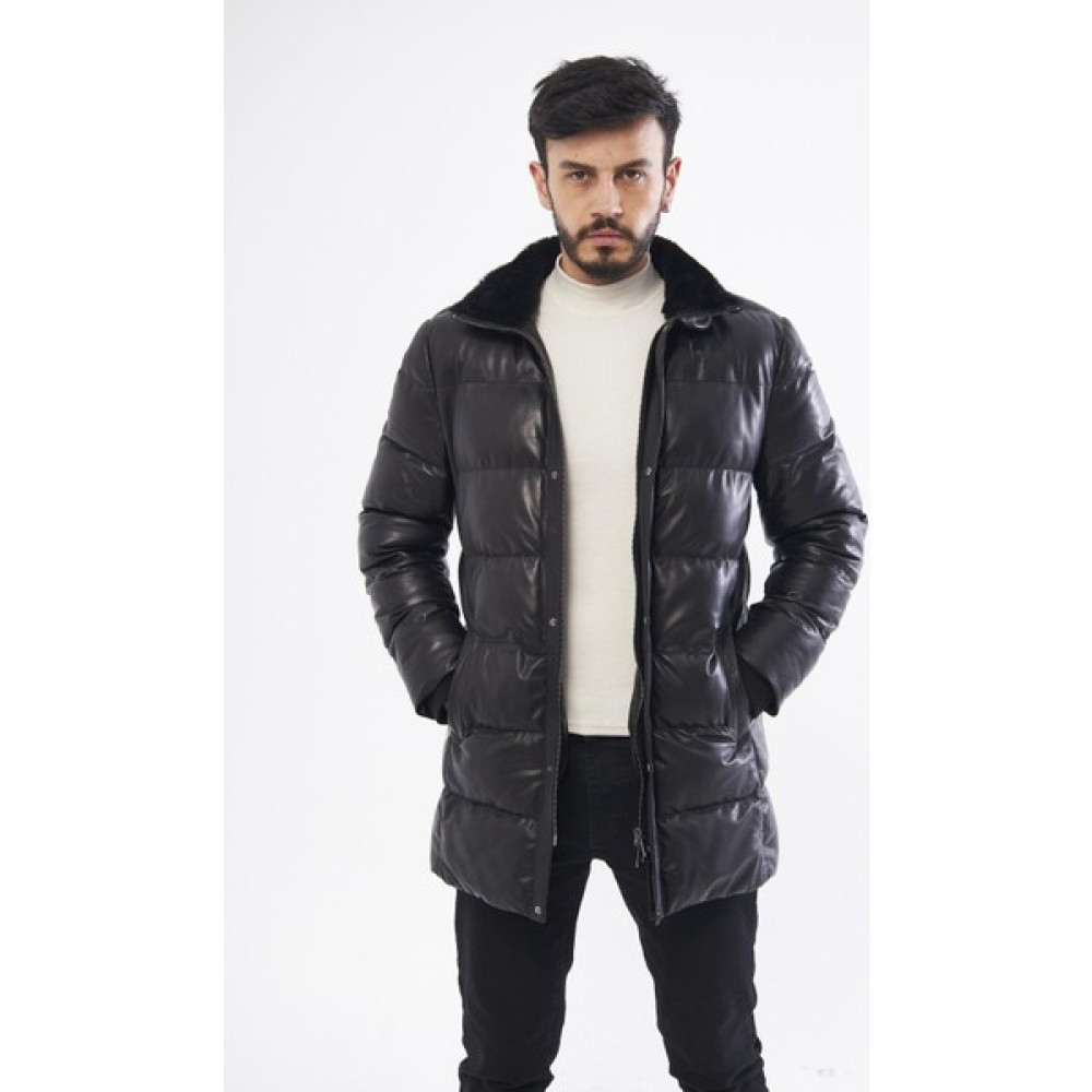 Derinss DER514 Hakiki Deri Erkek Siyah Kaban Mont Erkek Mont Fiyatı