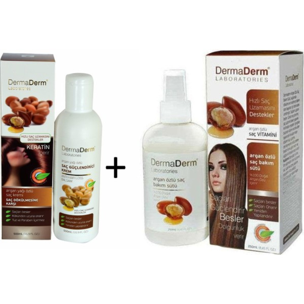 Dermaderm Argan Yağı Özlü Saç Kremi 500ML ve Dermaderm Argan Özlü Saç Bakım Sütü 250ML - yok Şampuan ve Saç Kremi Fiyatı