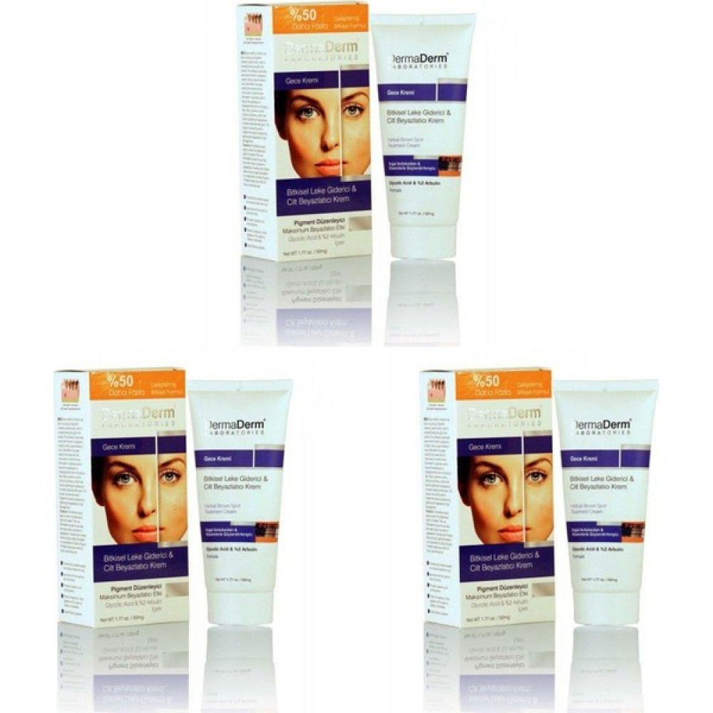 Dermaderm Bitkisel & Cilt Beyazlatıcı Gece Kremi 100 gr 3 Adet Gece Kremleri Fiyatı