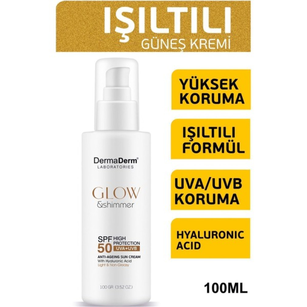 Dermaderm Glow Yüz ve Vücut İçin Işıltılı Simli Güneş Kremi Spf 50 Uva/uvb Güneş Kremleri ve Losyonları Fiyatı