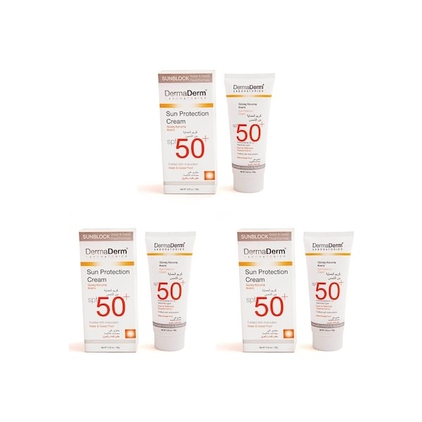 DermaDerm Güneş Kremi Spf 50 | Yüksek Uva/uvb Koruma | Yeni Üretim 100 gr 3 Adet Güneş Kremleri ve Losyonları Fiyatı